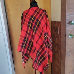 Vintage 1970s Faribo Wool Poncho Blanket EUC Granny Core Style 54"x 52"